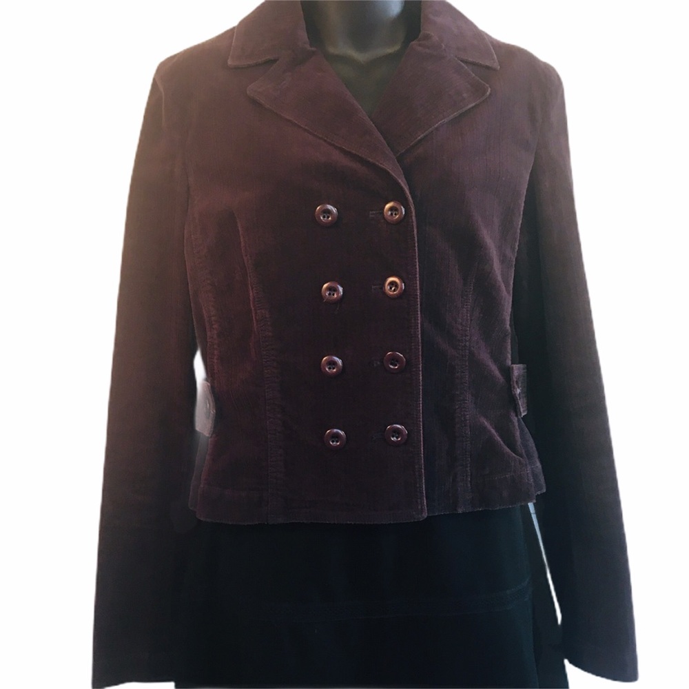Brown Brushed Corduroy Cropped Jacket Sz 6